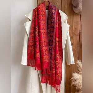 Warm Elegant Scarf - SHEIN - OS - Red